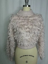 Urban Outfitters Pale Pink Stringy Pom Pom Sweater Top X Small