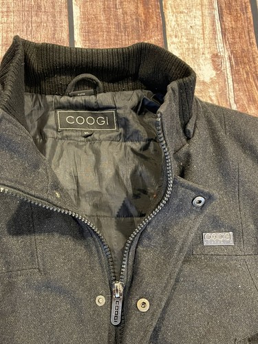 COOGI WINTER WOOL BLEND Gray Full Zip BOMBER JACKET Pea Coat Men’s XL Streetwear - Picture 3 of 12