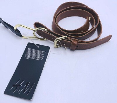 HTF NWT H&M Women's Faux Leather BROWN belt with Buckle and Button
