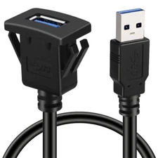 Single Port USB 3.0 Panel Flush Mount Extension Cable For Car Truck Boat Motor