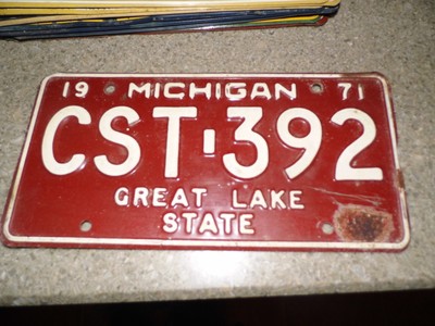 1971 license michigan cst plate vintage