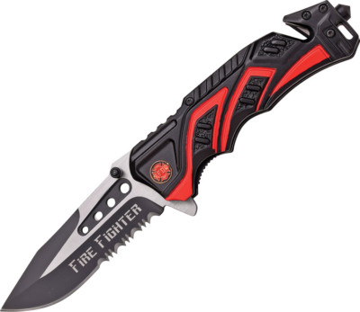 Mtech Rescue Linerlock Fire Dept A/O Knife MT-A865FD 4 3/4'' closed. 3 3/8'' assis
