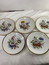 Five Vintage Bavaria Johann Seltmann West Germany 7.5" Floral Plates 1949-1954