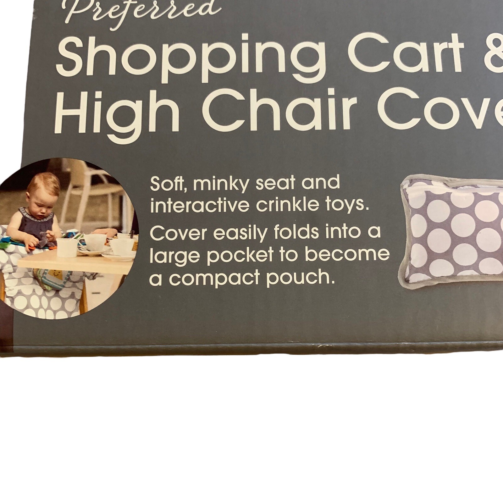 Boppy Shopping Cart Restaurant High Chair Cover Gray Polka Dot Boy Girl
