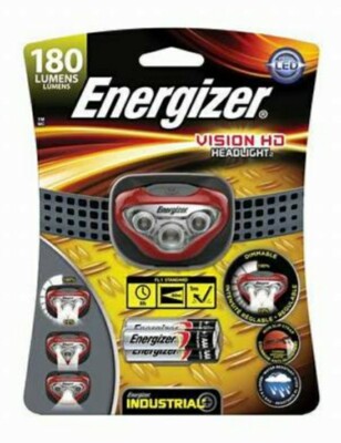 New 2pk Energizer Vision HD 180 Lumens LED Industrial Headlamp Water Resistant 