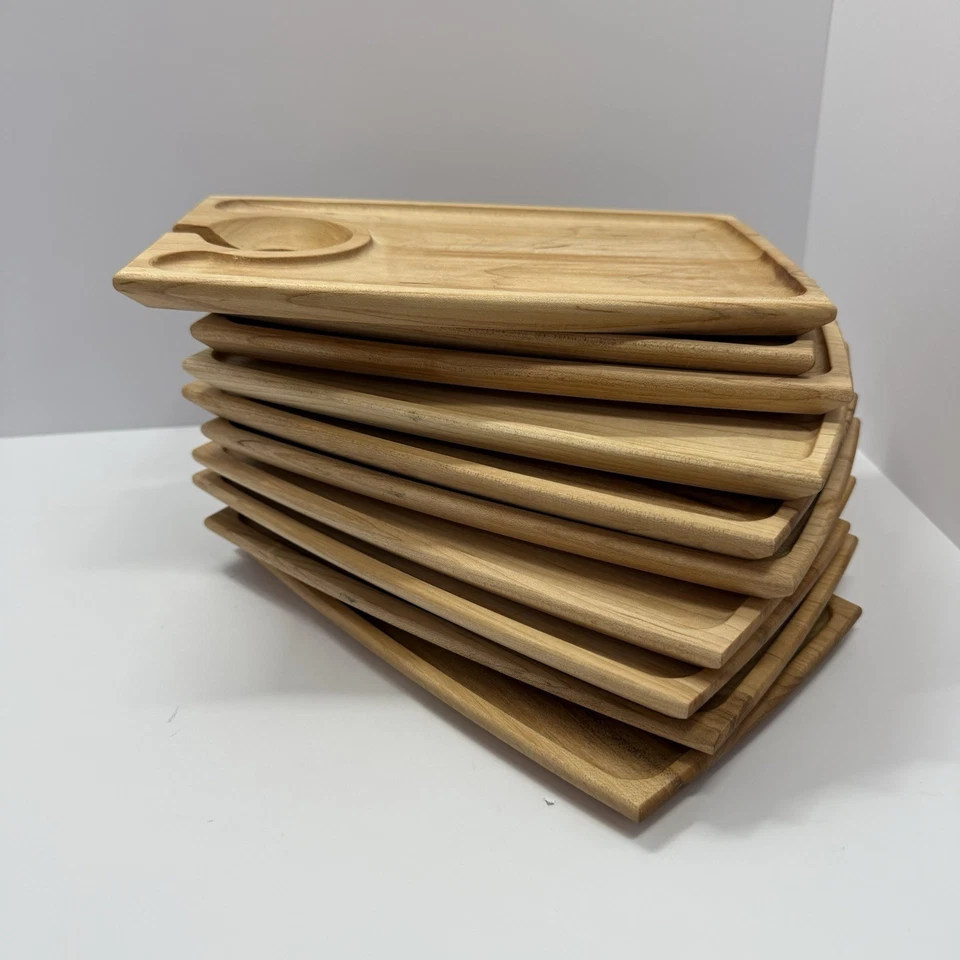 CRATE & BARREL Wooden Handheld ‘Wine & Dine’ Charcuterie Trays (10) Made In USA - Image 3 of 4