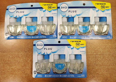 3 Packs of 3: Febreze Plug-In Air Freshener Refills - Linen & Sky (3D-3442)