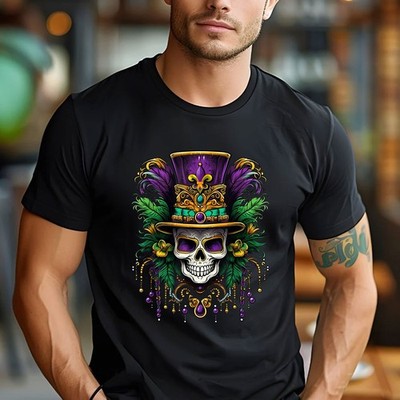 Mardi Gras Sugar Skull T-Shirt New Orleans Carnival Costume Trip Gift