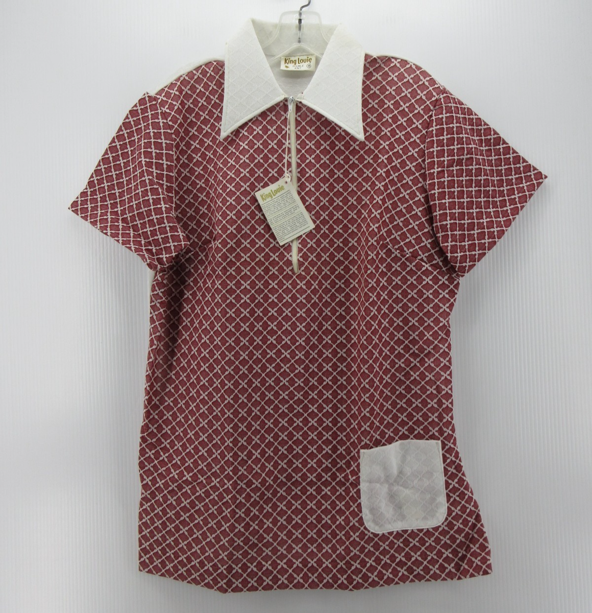 VINTAGE King Louie Polo Shirt Women 38 Red 70s Bowling Shirt