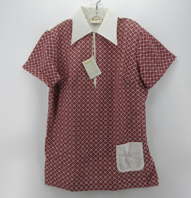 VINTAGE King Louie Polo Shirt Women 38 Red 70s Bowling Shirt