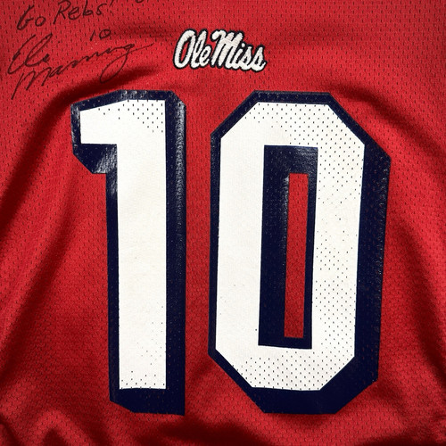 Maglia Nike NCAA Pro Model 2002 Ole Miss Rebels Eli Manning autografo emesso rosso - Foto 4 di 19