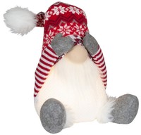 Wichtel Gnom Rot 31Cm (51Cm) Mit WarmweißEn Led Licht Sitzend Zwerg Adventsdeko
