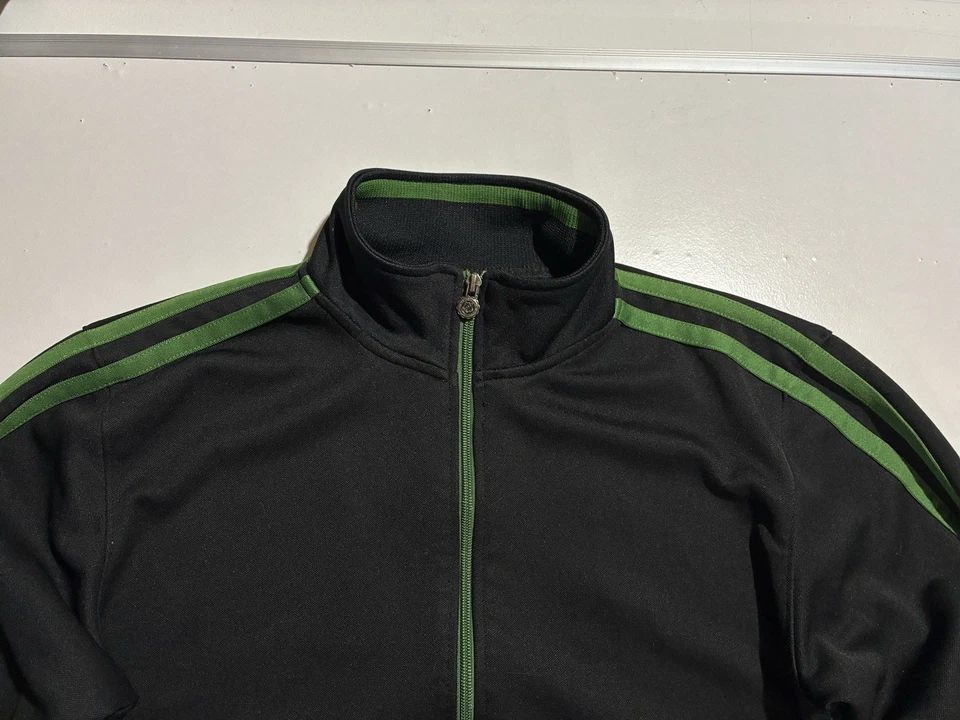Vintage Old Navy Athletic Co Track Jacket L Black Green Stripe Zip Up 90s Y2K - Image 3 of 4
