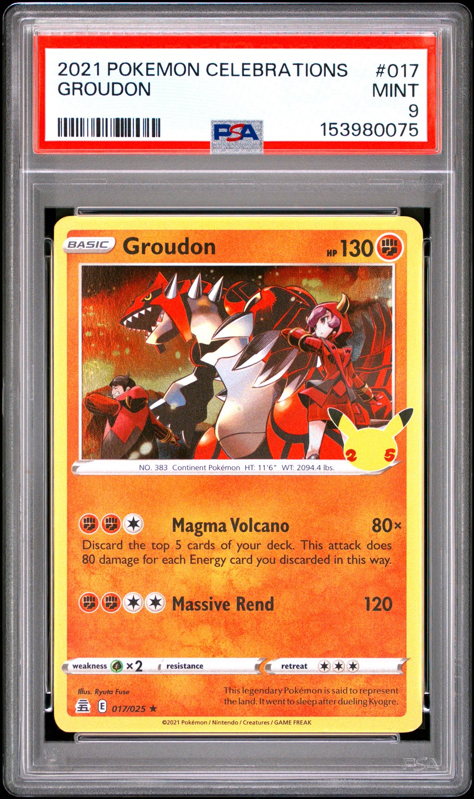 2021 POKEMON CELEBRATIONS #017 GROUDON PSA 9