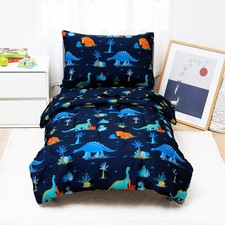 4 Piece Toddler Bedding Set - Soft Breathable Toddler Bedding Set for Boys Gi...