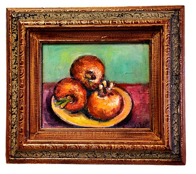 Oil Painting Still Life Purple Onions Yellow Dish Original Framed Signed Donalee