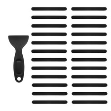 24pcs Bathtub Stickers,Showers Treads Marble Strip Appliques with Scraper, Black