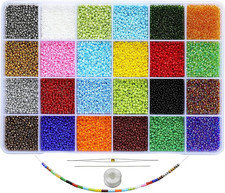 Size 2Mm 12/0 Glass Seed Beads about 21600Pcs in Box 24 Multicolor Assortment Sm