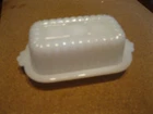Vintage 50's Hazel Atlas White Milk Glass 1/2 Stick Covered Butter Dish