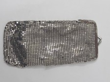 Vintage Metal Mesh Flapper Coin Purse Silver Tone Frame Clasp Compact Pouch