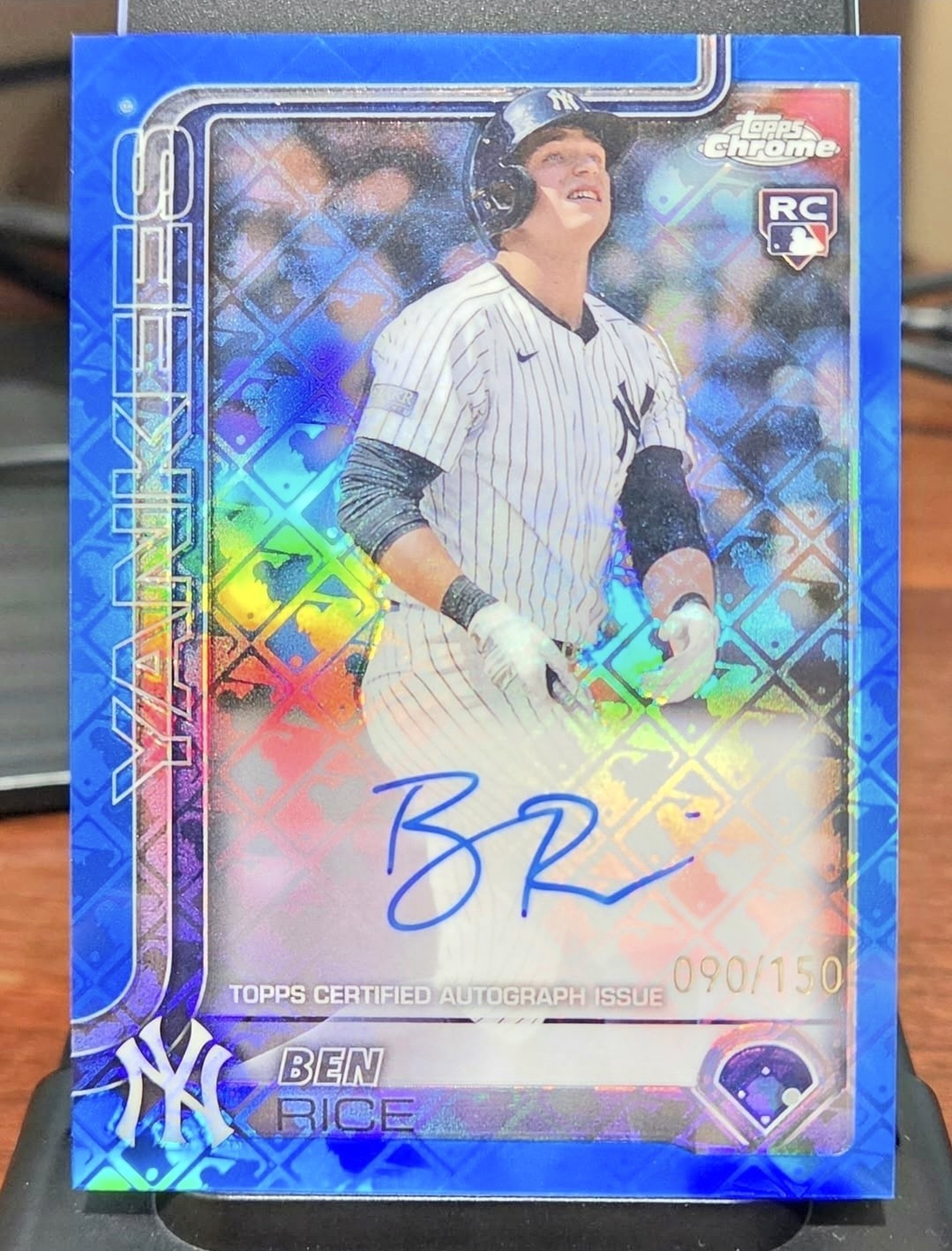 2025 Topps Chrome Logofractor Ben Rice Rookie RC Auto /150 Blue Color Match NYY