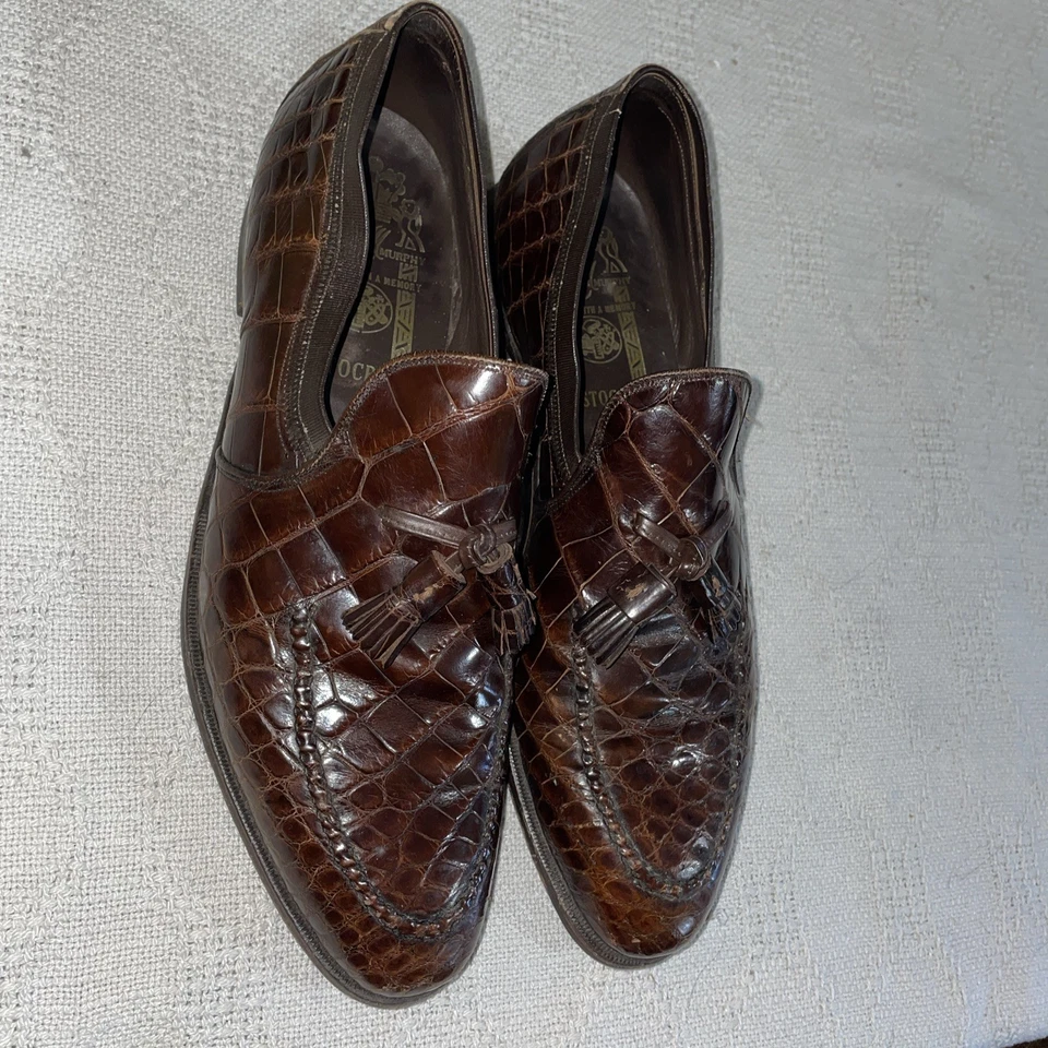 Johnston & Murphy Aristocraft Men’s Dress Loafers Size 10.5 D Brown Faux Gator - Image 4 of 4