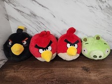   Lot-4   Angry Birds Plush Black Bomb, 2 Red Bird  Green Pig     NO-SOUND  