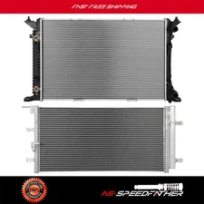 For 2009 10-16 Audi A4 2012-15 Audi A6 Aluminum Radiator & AC Condenser Assembly