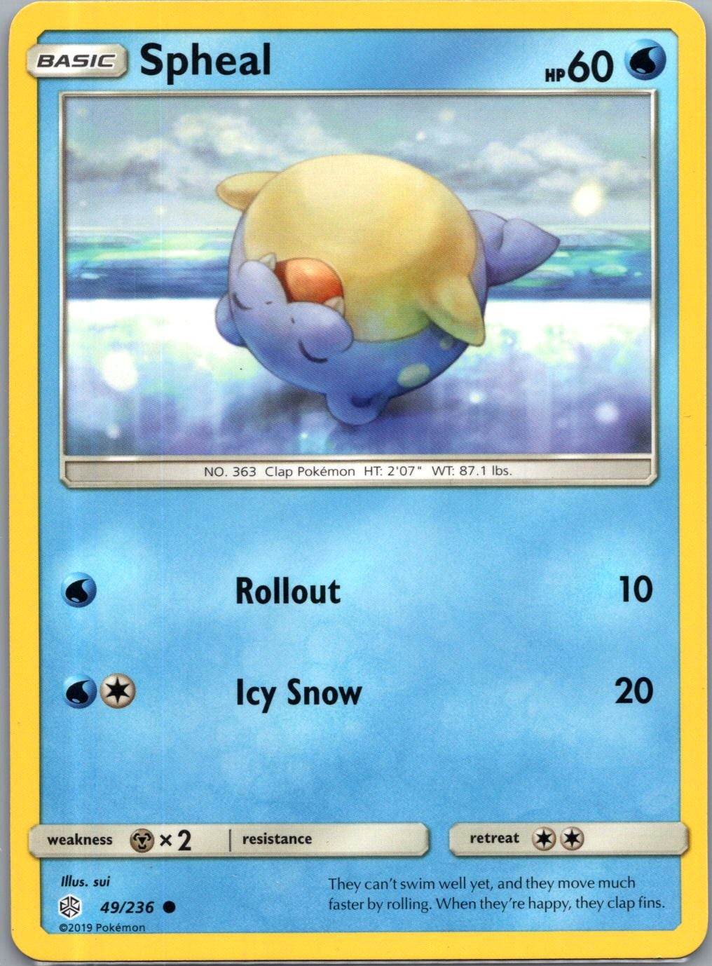 Spheal 49/236 C Cosmic Eclipse Pokemon Near Mint
