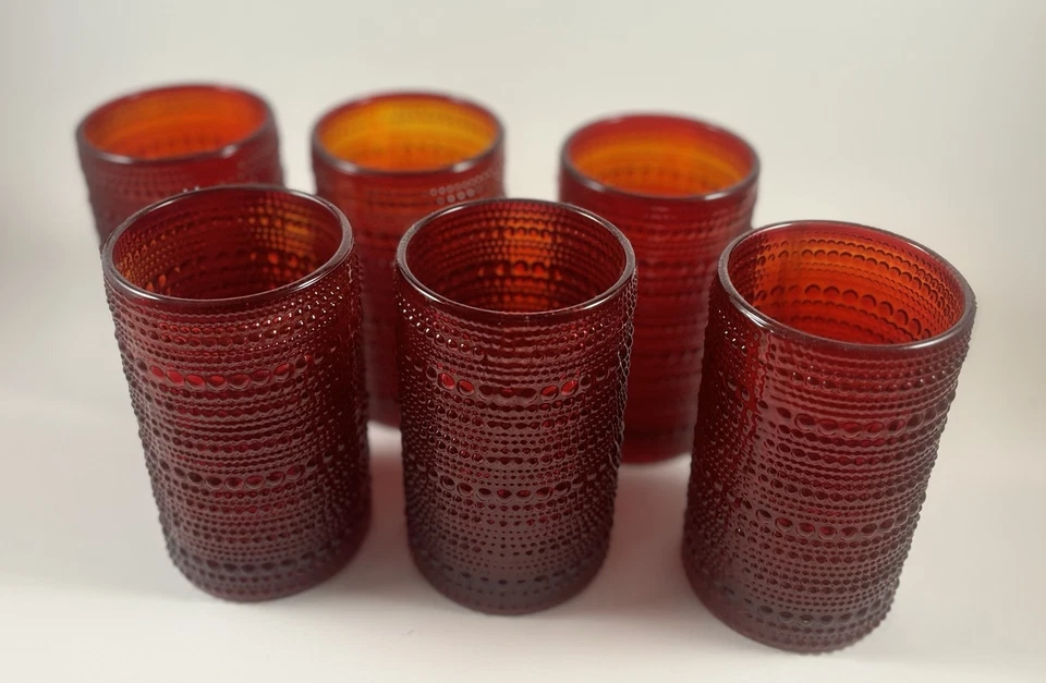 Vaso de bebida vintage D&V de Fortessa Jupiter, juego de 6, rojo Foto 2 de 4
