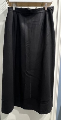 Harve Bernard Long Lined Wool Blend Skirt w Piping Size 14 - Black - TALL