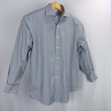 Brooks Brothers Button-Up Shirt Mens 16 - 34 Striped Blue White Supima Cotton LS