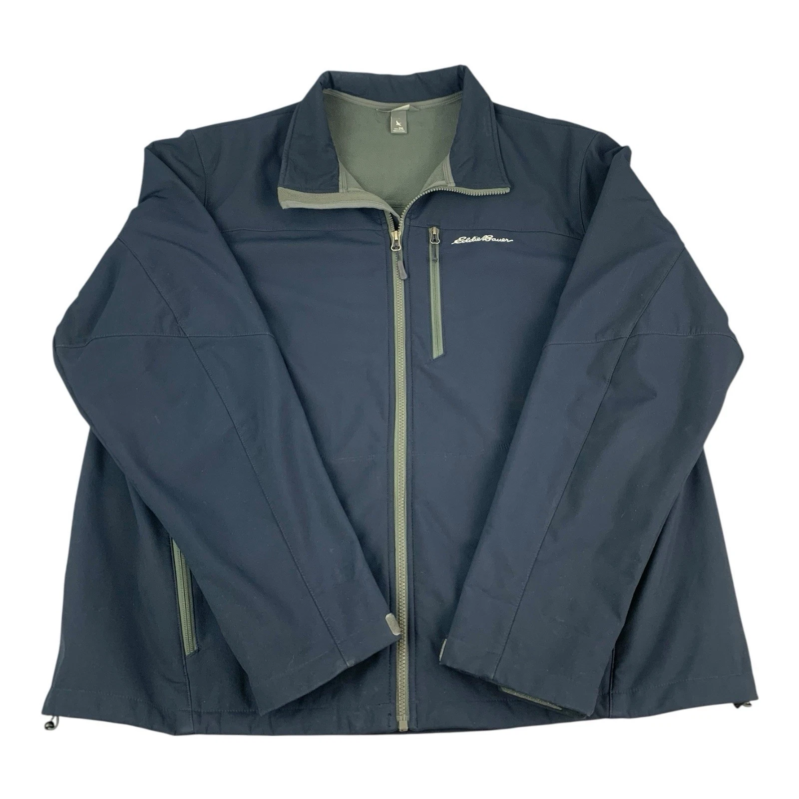 EDDIE BAUER Full Zip Jacket Sandstone Navy Blue Storm Water Repel Men’s Size 2XL