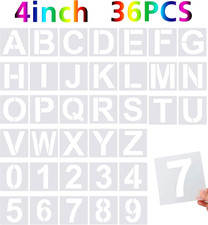 36 Pcs Large Alphabet  Number Stencils, Reusable Letter Stencils for Wood, Wall