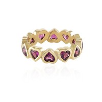 Cavill Rhodolith Ring 925 Silber Vergoldet Herzen 3,04Ct Damen Schmuck