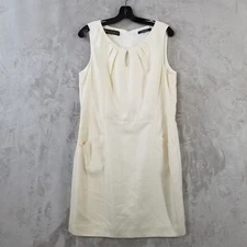 Brooks Brothers Sheath Dress Women 16 Ivory Loro Piana Wool Linen Silk Old Money