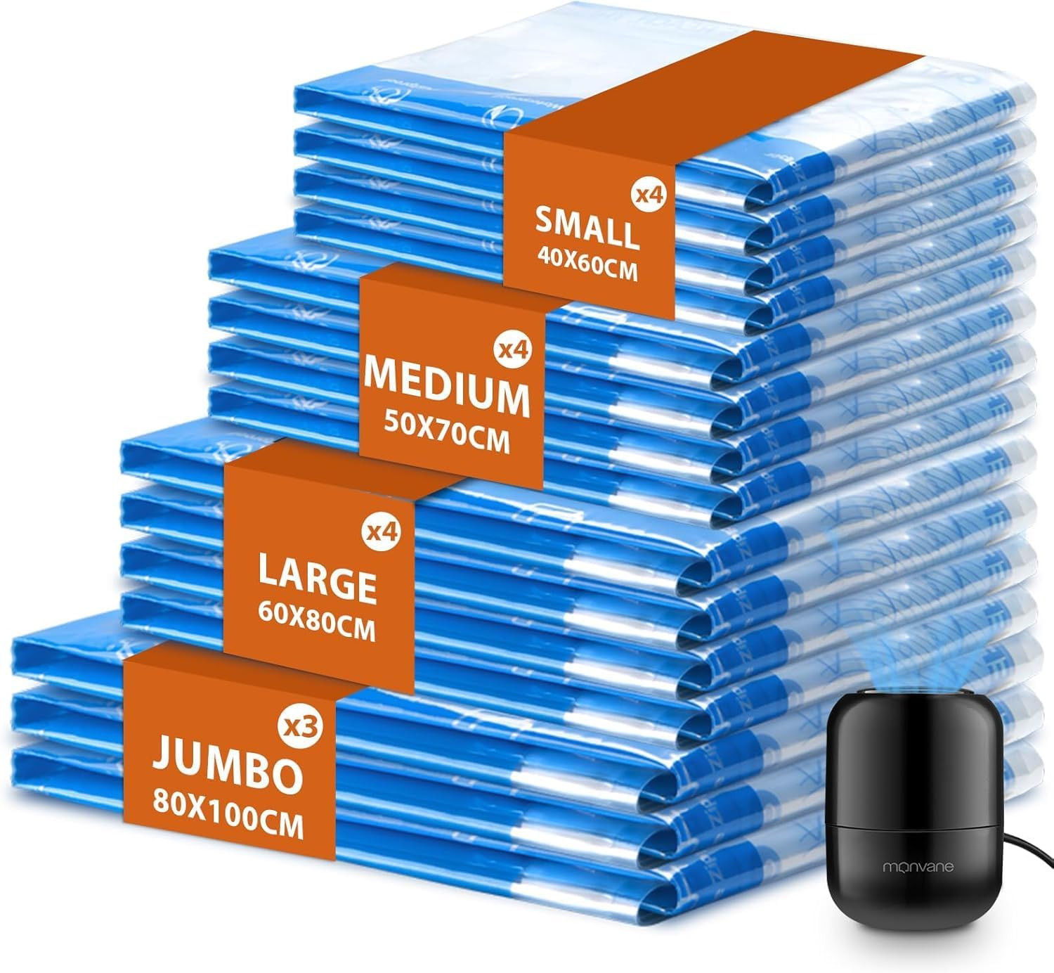 Kit 15 Sacchi Sottovuoto con Aspiratore Elettrico - Basta Lotta col Piumone!