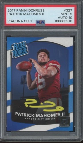 2017 Panini Donruss #327 Patrick Mahomes II Autograph RC Mint PSA 9 10 Auto
