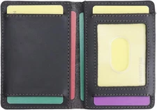 Full-Grain Leather Slim Bifold Wallet for Men Front Pocket RFID Blocking 10 Card