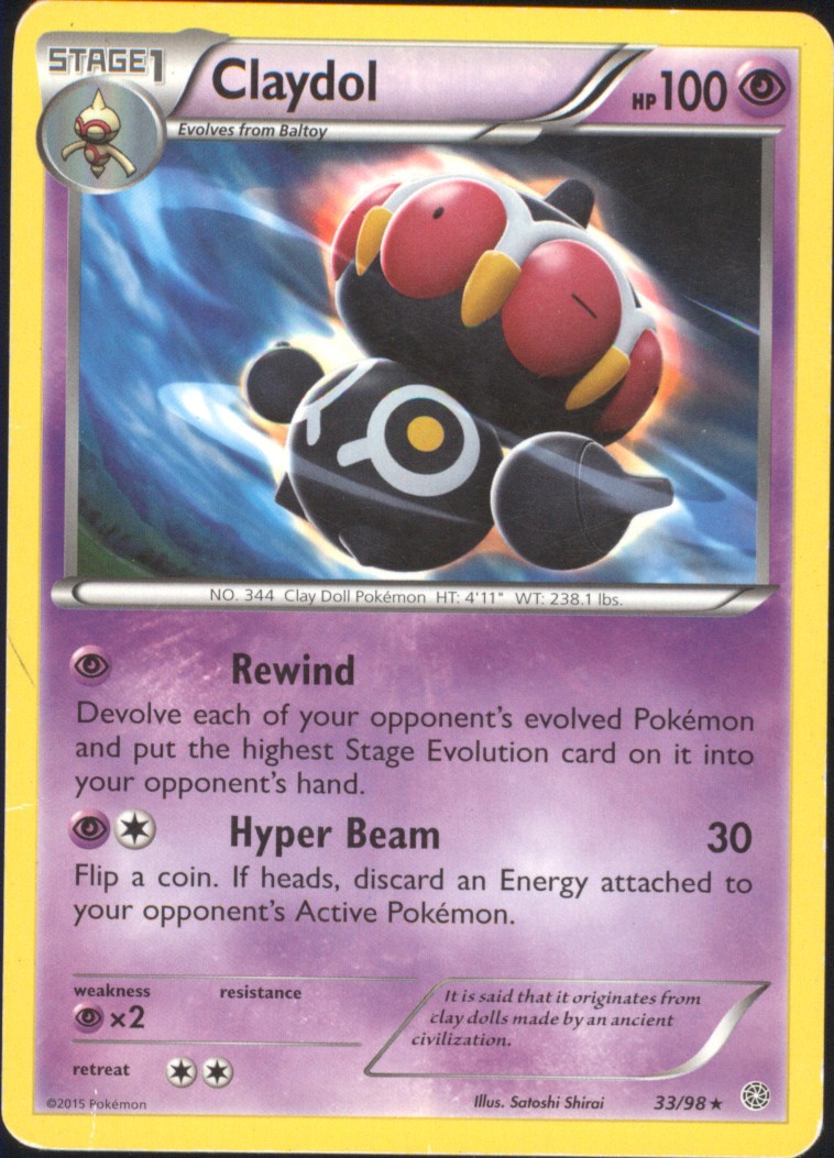 Claydol 33/98 Rare Ancient Origins Pokemon Damaged