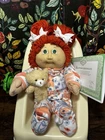 Cabbage Patch Girl/Coleco/Red Hair/green Eyes/dimples/CLEANED/certificate