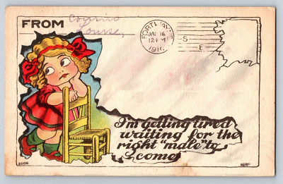 Postcard ''I'm Getting Tired Waiting For The Right ''Male'' To Come'' Posted