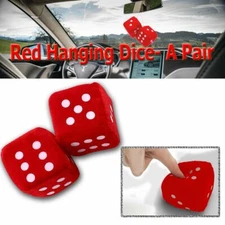 Zone Tech Vintage Retro Car Red Hanging Mirror 3" Fuzzy Dice A Pair