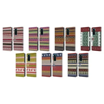 HEAD CASE DESIGNS KNITTED CHRISTMAS LEATHER BOOK WALLET CASE FOR HUAWEI PHONES 4 - Image 1 of 4