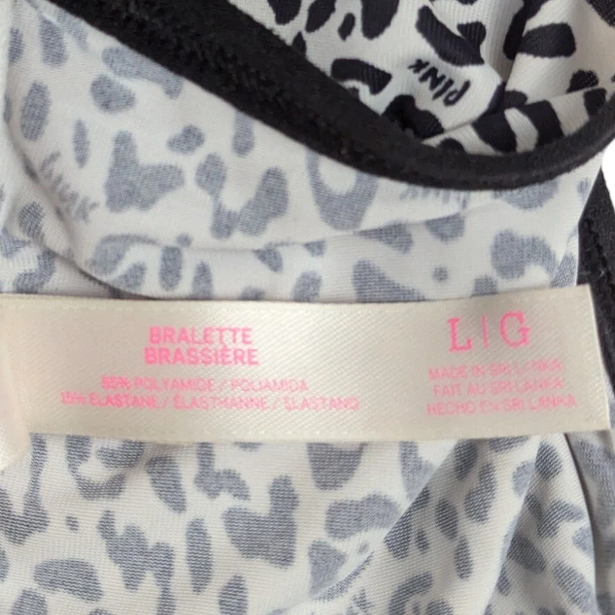 Bralette push up rosa Victoria's Secret para mujer grande negro blanco estampado animal Foto 4 de 4