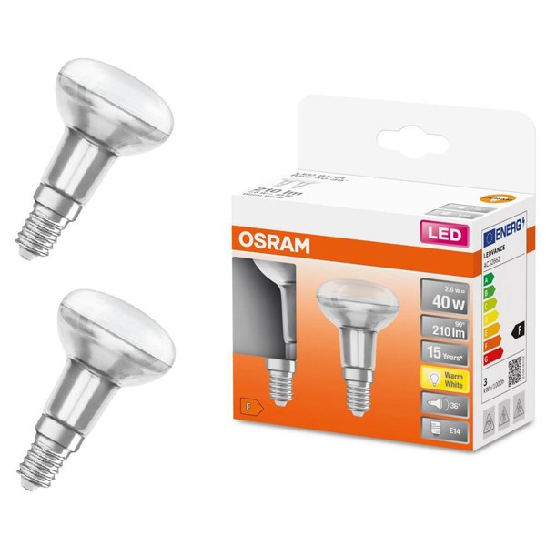 2Er Pack Osram Led E14 Reflektor R50 36° Abstrahlwinkel 2,6W Wie 40W Warmweiß-image