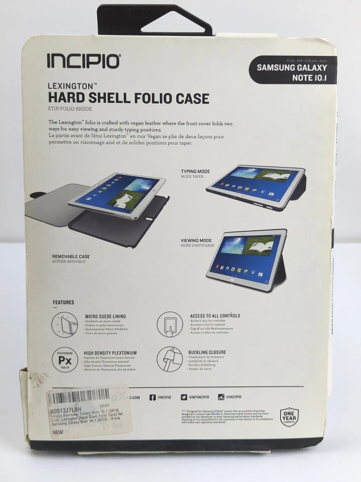 Incipio OEM Samsung GALAXY NOTE 10.1 Lexington Hard Shell Folio Case Black NEW - Image 2 of 4
