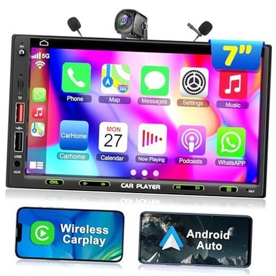 Double Din Car Stereo with Wireless 7 Inch wireless carplay without CD/DVD