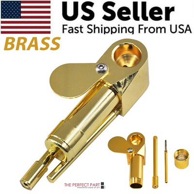 #ad #ad Brass Tobacco Smoking Pipe w Stash Storage Cylinder Chamber Metal w Lid Bowl $9.69