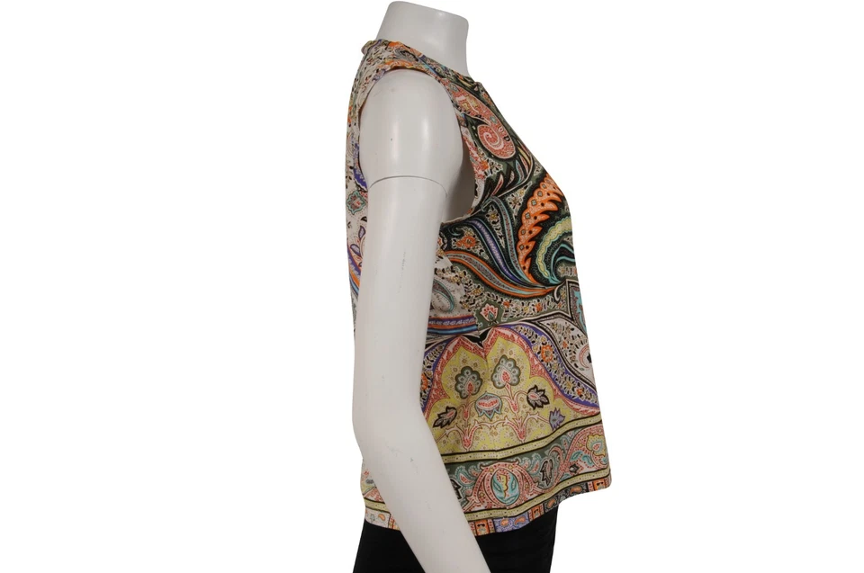 Camiseta sin mangas Etro para mujer manga corta cachemira mediana amarilla algodón mangas Foto 3 de 4